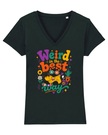 Funny Black Cat Hippie Quote Weird In The Best Way Retro Cat Humor Black