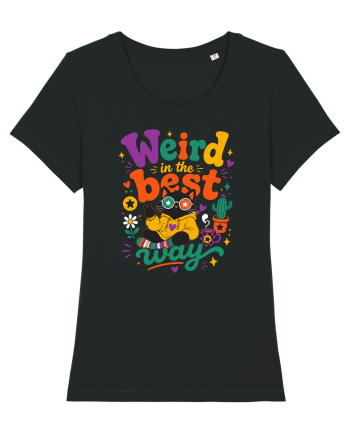 Funny Black Cat Hippie Quote Weird In The Best Way Retro Cat Humor Black