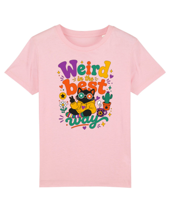 Funny Black Cat Hippie Quote Weird In The Best Way Retro Cat Humor Cotton Pink