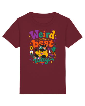 Funny Black Cat Hippie Quote Weird In The Best Way Retro Cat Humor Burgundy