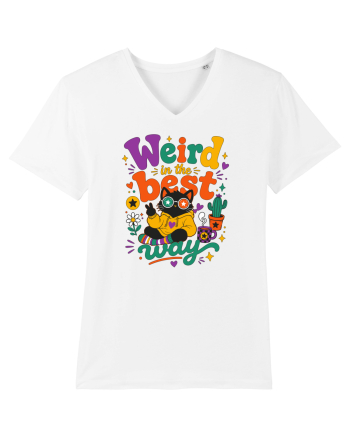 Funny Black Cat Hippie Quote Weird In The Best Way Retro Cat Humor White