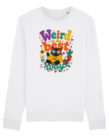 Funny Black Cat Hippie Quote Weird In The Best Way Retro Cat Humor White