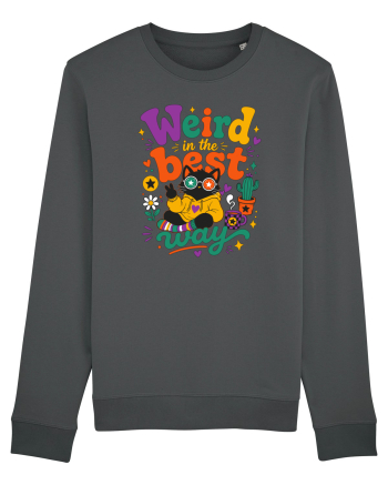 Funny Black Cat Hippie Quote Weird In The Best Way Retro Cat Humor Anthracite