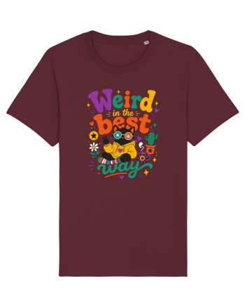 Funny Black Cat Hippie Quote Weird In The Best Way Retro Cat Humor Burgundy