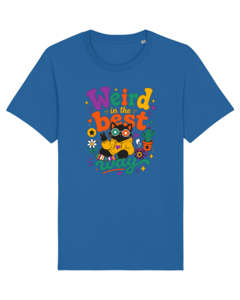 Funny Black Cat Hippie Quote Weird In The Best Way Retro Cat Humor Royal Blue
