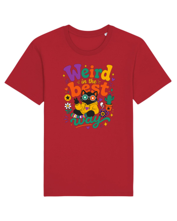 Funny Black Cat Hippie Quote Weird In The Best Way Retro Cat Humor Red