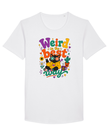 Funny Black Cat Hippie Quote Weird In The Best Way Retro Cat Humor White