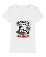 Funny Cat Attitude Design for Cat Owners and Feline Lovers Tricou mânecă scurtă guler V Damă Evoker