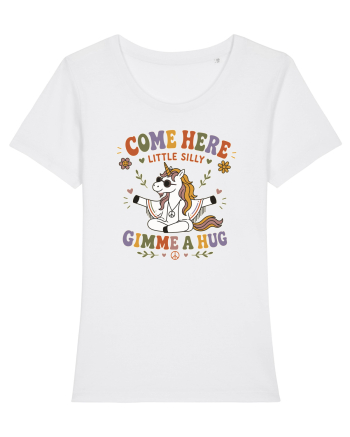 Funny Hippie Unicorn Design for Kindness and Positive Vibes White