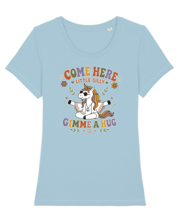 Funny Hippie Unicorn Design for Kindness and Positive Vibes Sky Blue