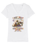 Funny Camping Hippie Unicorn Design for Introverts and Cozy Living Fans Tricou mânecă scurtă guler V Damă Evoker