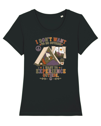 Funny Camping Hippie Unicorn Design for Introverts and Cozy Living Fans Black