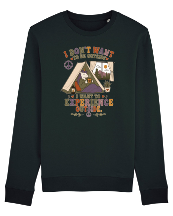 Funny Camping Hippie Unicorn Design for Introverts and Cozy Living Fans Bluză mânecă lungă Unisex Rise