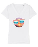 Summer vibes  Tricou mânecă scurtă guler V Damă Evoker