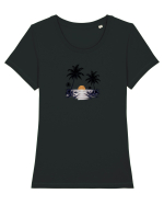 Summer vibes  Tricou mânecă scurtă guler larg fitted Damă Expresser