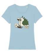 Funny Not a Morning Sea Slug Coffee Cartoon Cute Marine Animal Humor Tricou mânecă scurtă guler larg fitted Damă Expresser