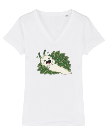 Funny Laughing Leaf Sea Slug Cartoon Cute Ocean Mollusk Nature Humor White