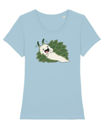 Funny Laughing Leaf Sea Slug Cartoon Cute Ocean Mollusk Nature Humor Sky Blue