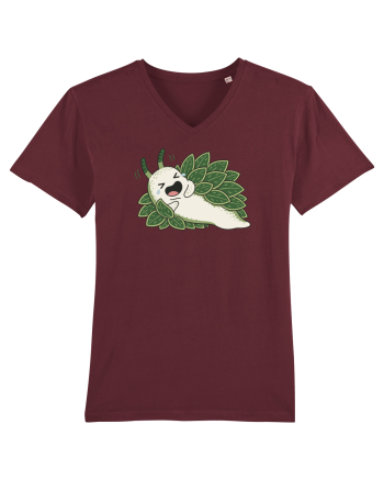 Funny Laughing Leaf Sea Slug Cartoon Cute Ocean Mollusk Nature Humor Burgundy