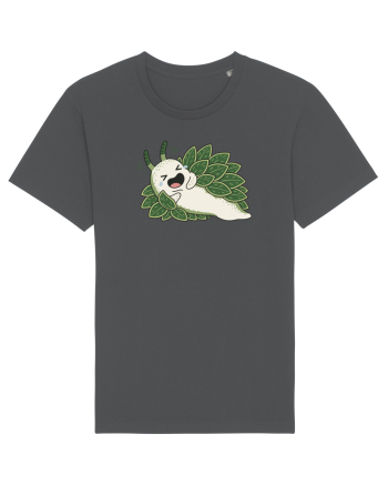 Funny Laughing Leaf Sea Slug Cartoon Cute Ocean Mollusk Nature Humor Anthracite