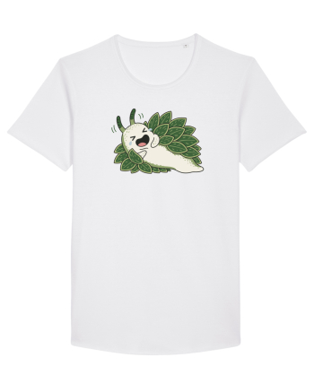 Funny Laughing Leaf Sea Slug Cartoon Cute Ocean Mollusk Nature Humor White