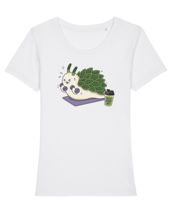 Funny Leaf Sheep Sea Slug Gym Cartoon Cute Marine Fitness Workout Humor White