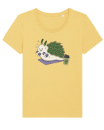 Funny Leaf Sheep Sea Slug Gym Cartoon Cute Marine Fitness Workout Humor Tricou mânecă scurtă guler larg fitted Damă Expresser