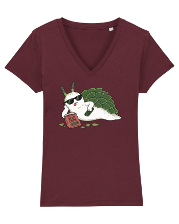 Funny Relaxing Leaf Sheep Sea Slug Cartoon Cute Ocean Animal TV Snack Humor Burgundy