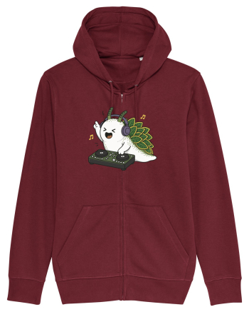 Funny DJ Leaf Sheep Sea Slug Cartoon Cute Music Lover Ocean Animal Burgundy