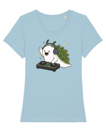 Funny DJ Leaf Sheep Sea Slug Cartoon Cute Music Lover Ocean Animal Sky Blue