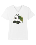 Funny DJ Leaf Sheep Sea Slug Cartoon Cute Music Lover Ocean Animal Tricou mânecă scurtă guler V Bărbat Presenter