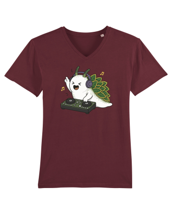 Funny DJ Leaf Sheep Sea Slug Cartoon Cute Music Lover Ocean Animal Burgundy