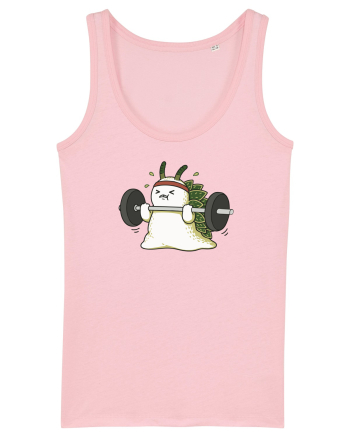 Funny Weightlifting Leaf Sheep Sea Slug Cartoon Cute Gym Ocean Cotton Pink