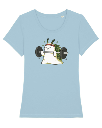 Funny Weightlifting Leaf Sheep Sea Slug Cartoon Cute Gym Ocean Sky Blue