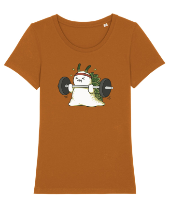 Funny Weightlifting Leaf Sheep Sea Slug Cartoon Cute Gym Ocean Roasted Orange