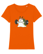 Funny Weightlifting Leaf Sheep Sea Slug Cartoon Cute Gym Ocean Tricou mânecă scurtă guler larg fitted Damă Expresser