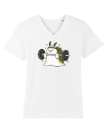 Funny Weightlifting Leaf Sheep Sea Slug Cartoon Cute Gym Ocean Tricou mânecă scurtă guler V Bărbat Presenter