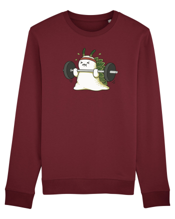 Funny Weightlifting Leaf Sheep Sea Slug Cartoon Cute Gym Ocean Burgundy