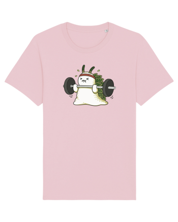 Funny Weightlifting Leaf Sheep Sea Slug Cartoon Cute Gym Ocean Cotton Pink