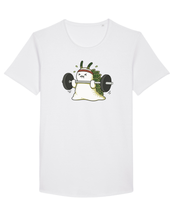 Funny Weightlifting Leaf Sheep Sea Slug Cartoon Cute Gym Ocean White