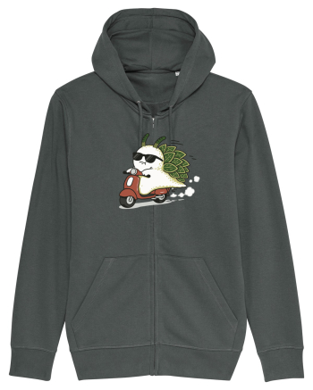 Funny Leaf Sea Slug Riding Scooter Cute Ocean Animal Summer Anthracite