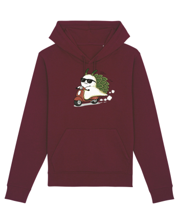 Funny Leaf Sea Slug Riding Scooter Cute Ocean Animal Summer Burgundy