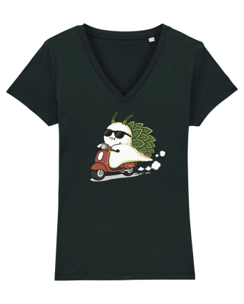 Funny Leaf Sea Slug Riding Scooter Cute Ocean Animal Summer Black