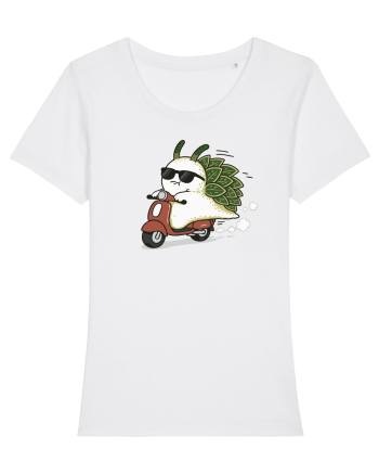 Funny Leaf Sea Slug Riding Scooter Cute Ocean Animal Summer White