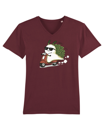 Funny Leaf Sea Slug Riding Scooter Cute Ocean Animal Summer Burgundy