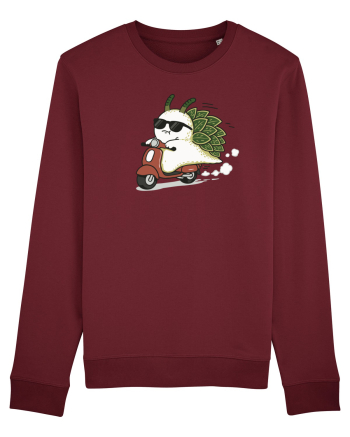 Funny Leaf Sea Slug Riding Scooter Cute Ocean Animal Summer Burgundy