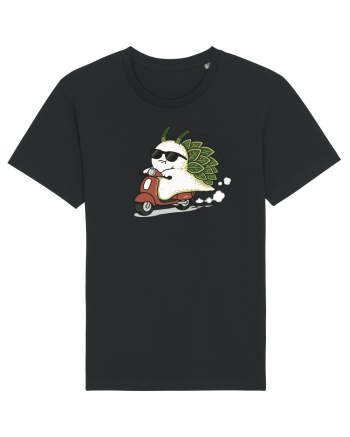 Funny Leaf Sea Slug Riding Scooter Cute Ocean Animal Summer Black