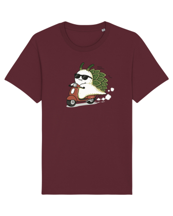 Funny Leaf Sea Slug Riding Scooter Cute Ocean Animal Summer Burgundy