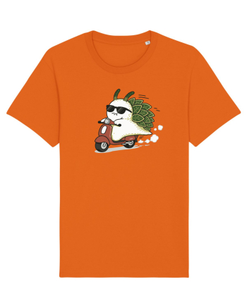 Funny Leaf Sea Slug Riding Scooter Cute Ocean Animal Summer Bright Orange