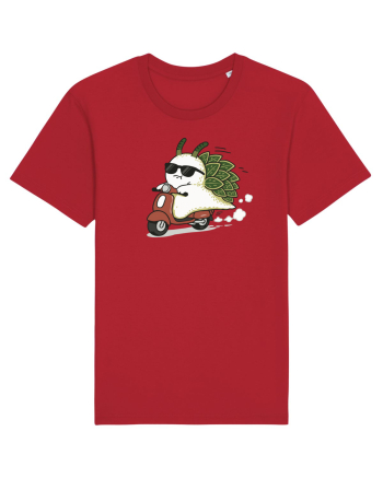 Funny Leaf Sea Slug Riding Scooter Cute Ocean Animal Summer Red